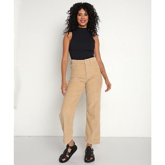Levis Premium Ribcage Straight Ankle Jean Granola Brown Corduroy Pants Boho New - Picture 16 of 16